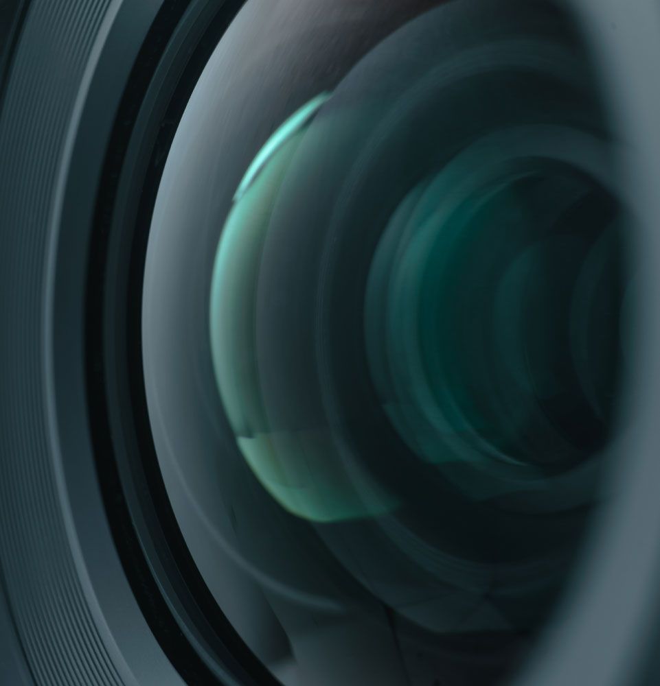 close up of video camera lens